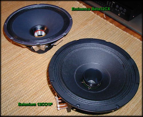 comparison of Adire/Eminence and Selenium coax drivers - fronts with dustcaps removed