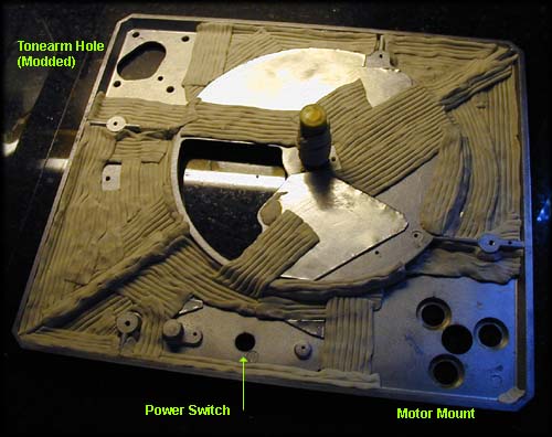 Base plate with vibration deadening applied